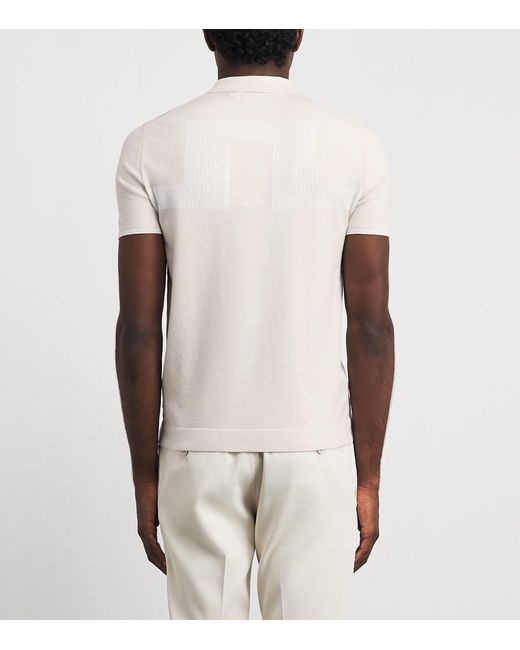 J.Lindeberg White Matheo Knit Golf Polo Shirt for men