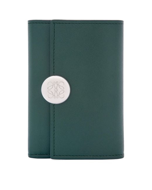 Loewe Green Small Leather Pebble Wallet