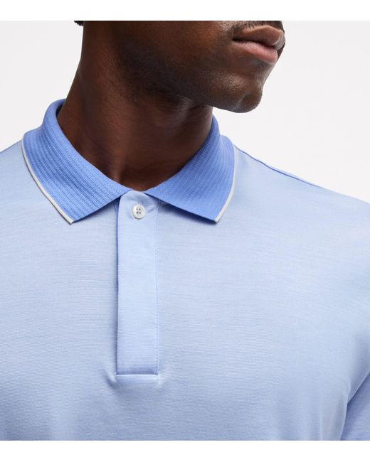 Boss Blue Cotton-Silk Polo Shirt for men