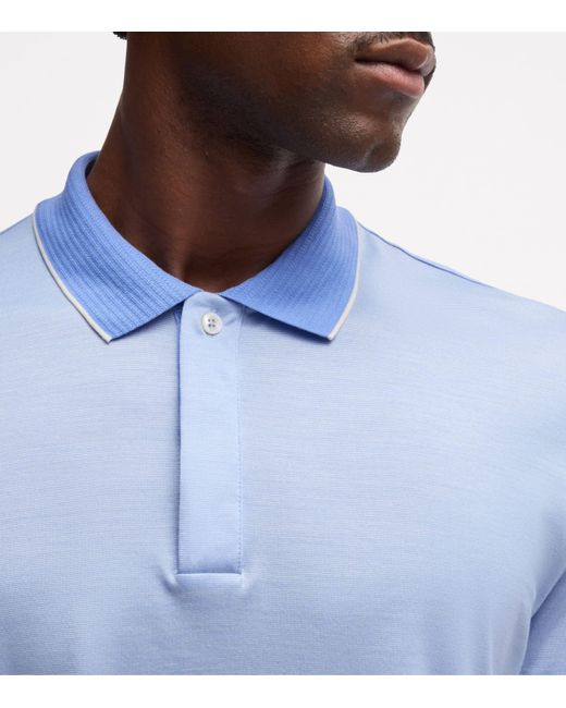 Boss Blue Cotton-Silk Polo Shirt for men