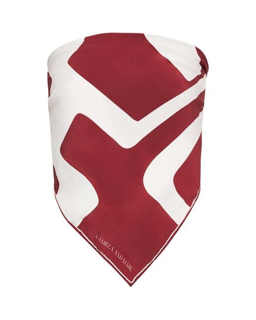 Camilla & Marc Red Silk Printed Scarf Top