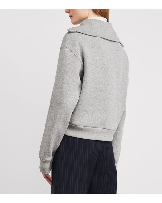 Sandro Gray Cotton-Blend Embroidered Sweater