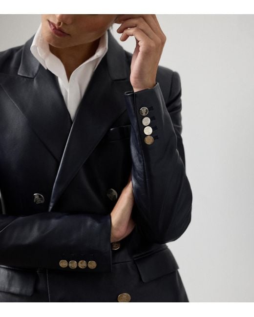 Ralph Lauren Blue Lambskin Camden Jacket