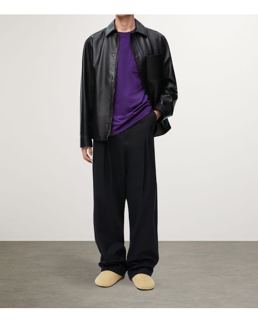 Loewe Black Leather Shirt Jacket for men