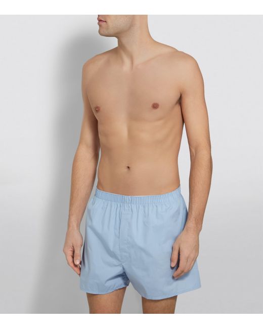 Sunspel Blue Cotton Classic Boxer Shorts for men