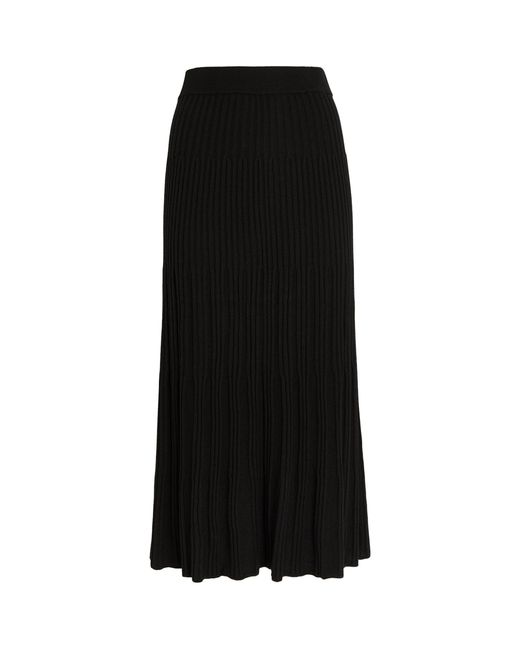 JOSEPH Merino Wool Rib-knit Midi Skirt in Black | Lyst