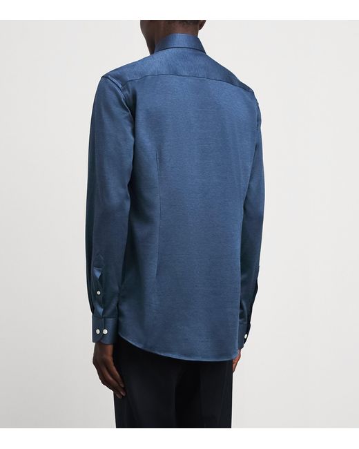 Eton of Sweden Blue Cotton Filo Di Scozia Contemporary Fit Shirt for men