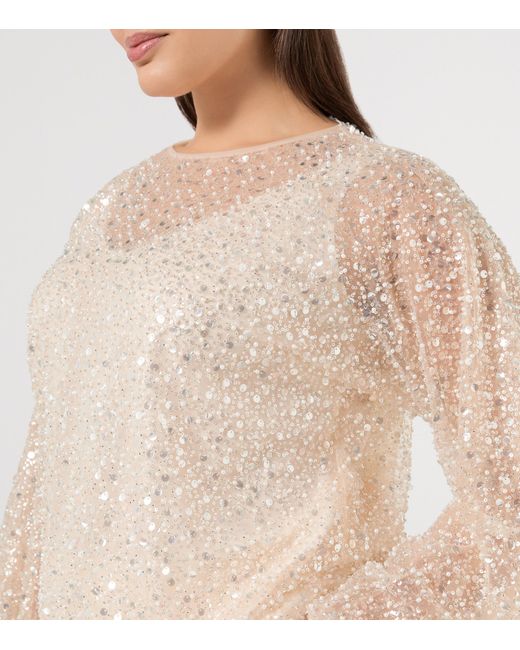 Marina Rinaldi Natural Sequin-Embellished Blouse