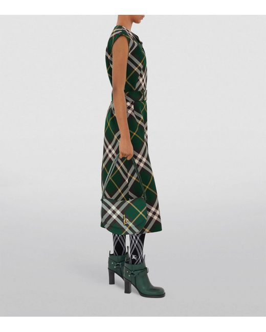Burberry Green Wool Check Dress
