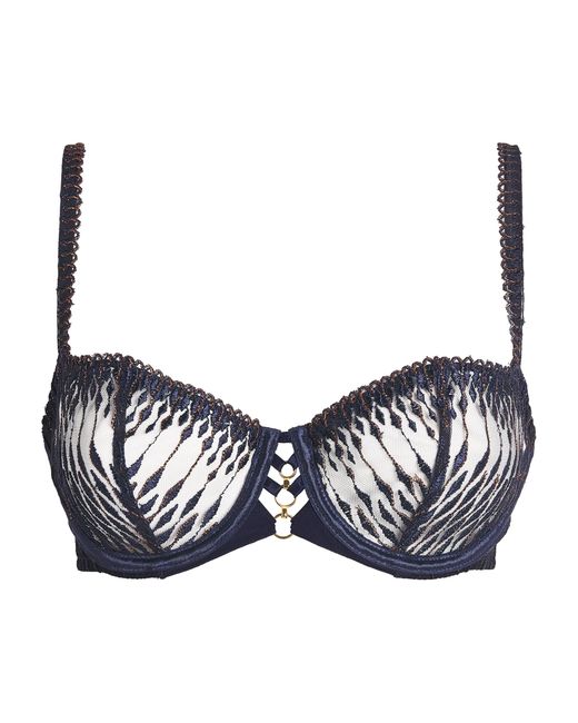 Aubade Blue Embroidered Voodoo Kiss Half-Cup Bra