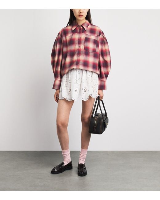 Ganni Pink Organic Cotton Check Shirt