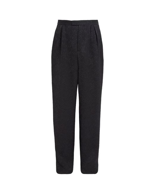 Dries Van Noten Black Floral Jacquard Trousers for men
