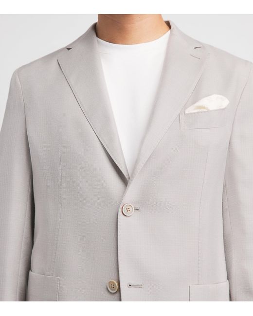 Eleventy Gray Cashmere-Silk Single-Breasted Blazer for men