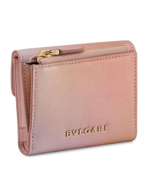 BVLGARI Pink Leather Serpenti Forever Compact Wallet