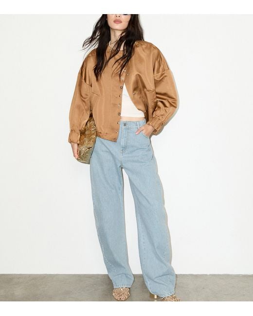 MAX&Co. Natural Satin Bomber Jacket