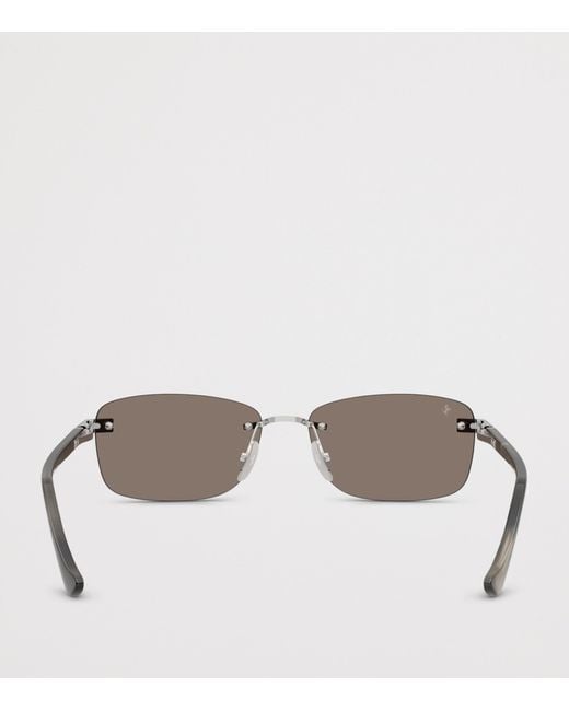 Ferrari Metallic Titanium Rimless Rectangular Sunglasses