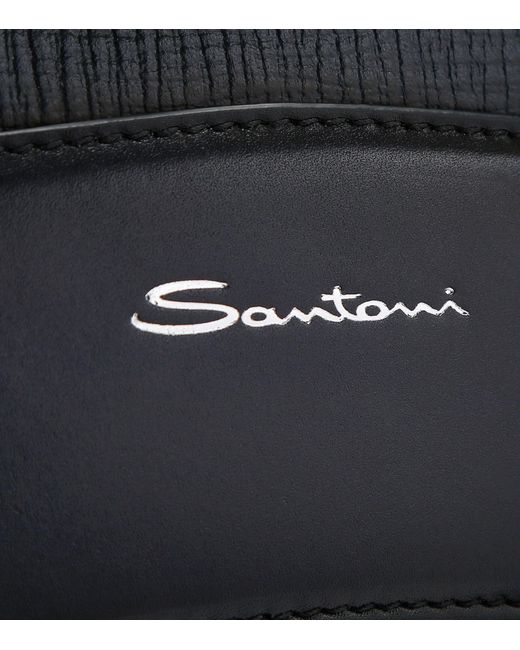 Santoni Black Leather Briefcase for men
