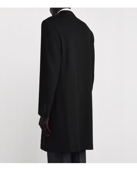 Canali Black Wool-Cashmere Overcoat for men