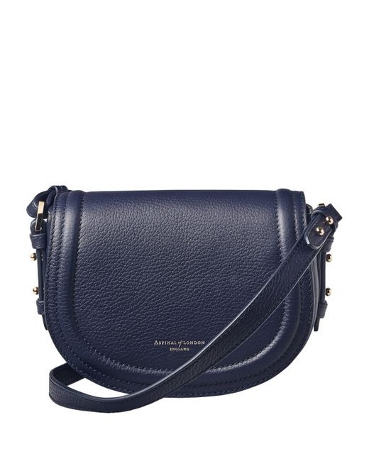 Aspinal Blue Small Leather Stella Cross-Body Satchel