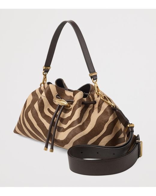 Jimmy Choo Brown Medium Cinch Haircalf Shoulder Bag