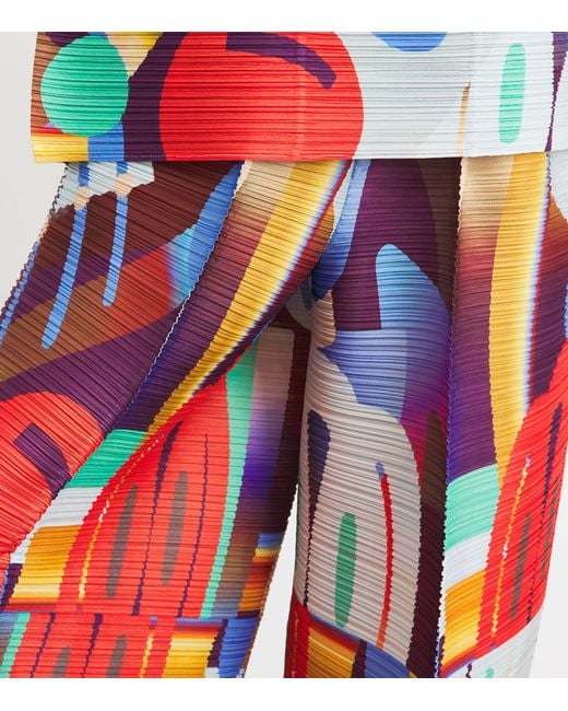 Pleats Please Issey Miyake Red Printed Playground Trousers