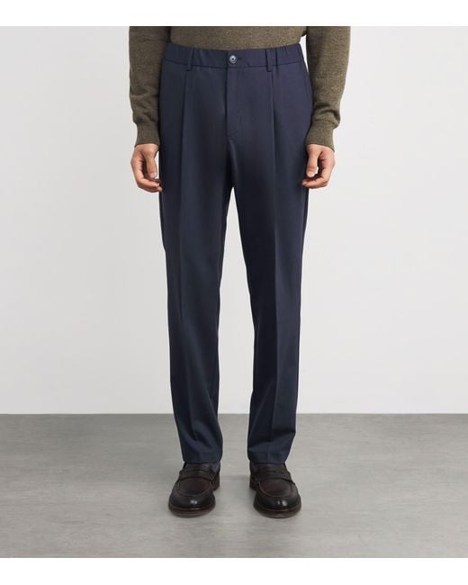 Herno Blue Stretch Virgin Wool Trousers for men