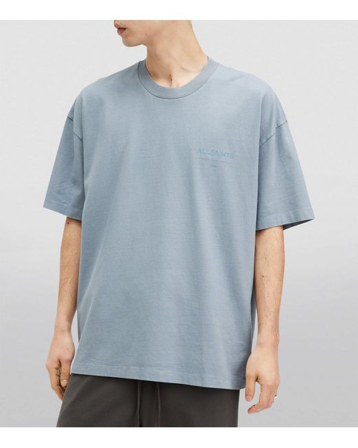 AllSaints Blue Organic Cotton Underground T-shirt for men