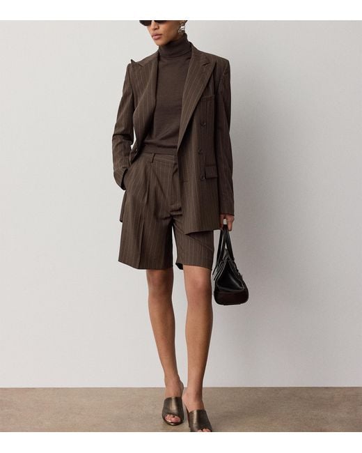 Ralph Lauren Brown Wool Pinstripe Ramona Blazer