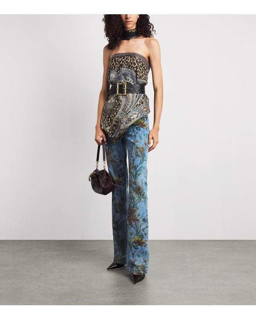 Etro Blue Floral Flare Jeans