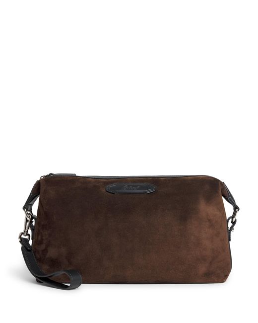 Brioni Brown Suede Via Veneto Pouch for men