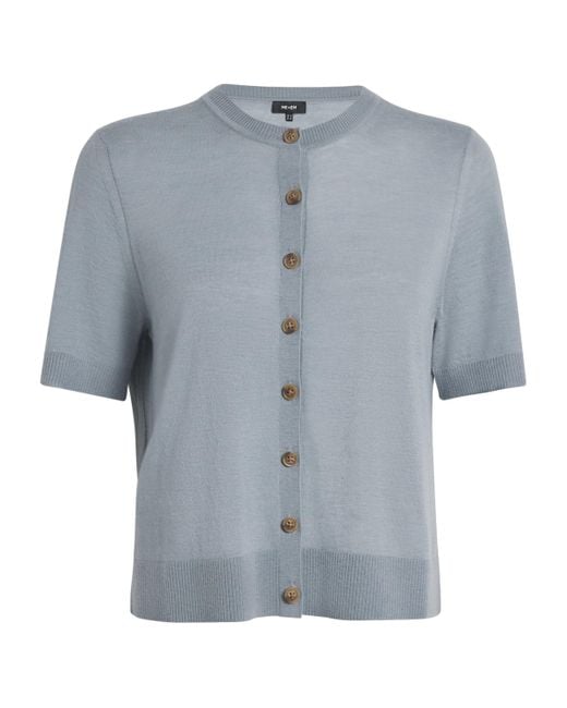 ME+EM Blue Wool-Cashmere Short-Sleeve Cardigan