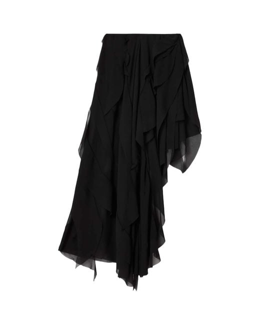AllSaints Black Asymmetric Ruffle Melody Skirt