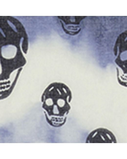 McQueen Blue Modal-Silk Tie-Dye Skull Scarf for men