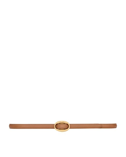 Saint Laurent Natural Leather Oval Buckle Belt