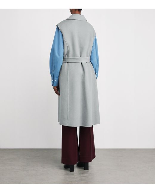 Wolk Morais Gray Cashmere Sleeveless On Set Wrap Coat