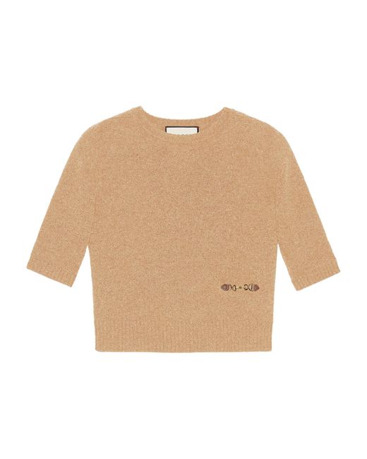Gucci Natural Cashmere Horsebit-detail Sweater