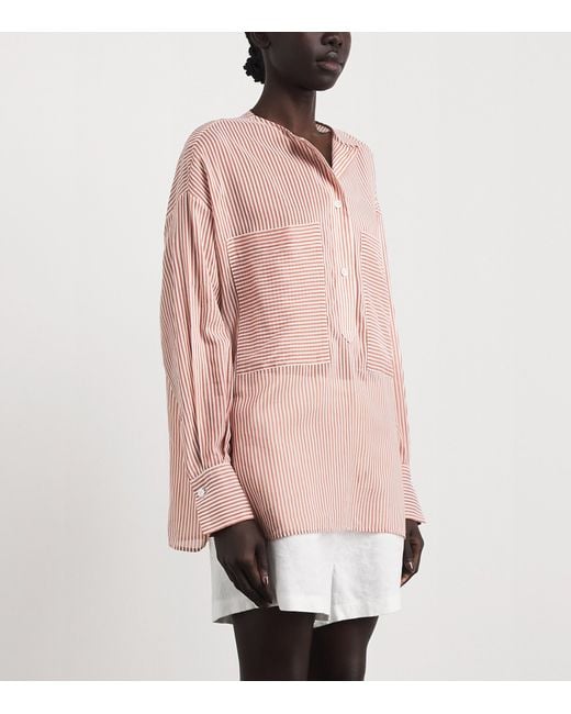 Eleventy Pink Cotton-Silk Oversized Shirt