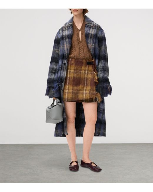 Loewe Brown Mohair-Wool Buckled Mini Skirt