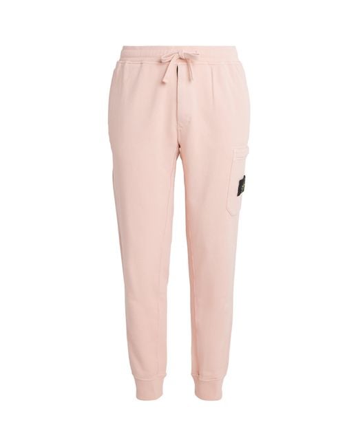 Stone Island Pink Cotton Compass Cargo Sweatpants for men