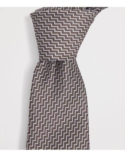 Giorgio Armani Gray Silk Geometric Printed Tie for men