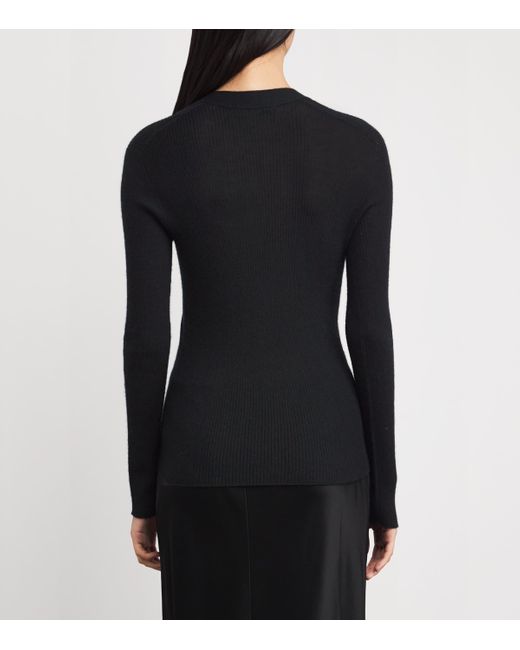 Johnstons Black Superfine Cashmere V-Neck Cardigan