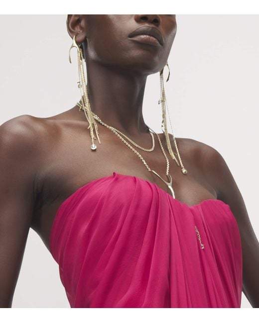 McQueen Pink Silk Draped Gown