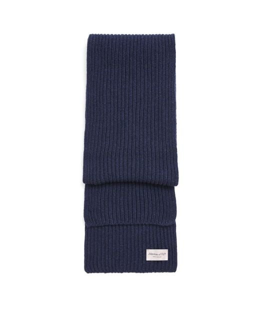 Johnstons Blue Cashmere Lovat Ribbed Scarf for men