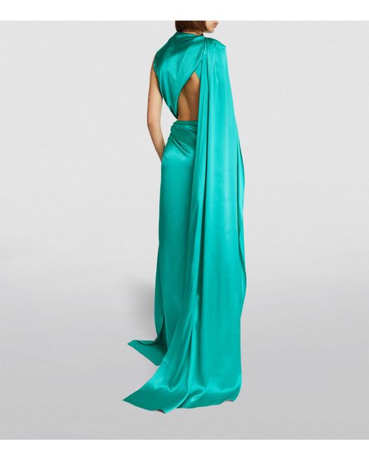 Roksanda Green Silk Asymmetric Orien Gown