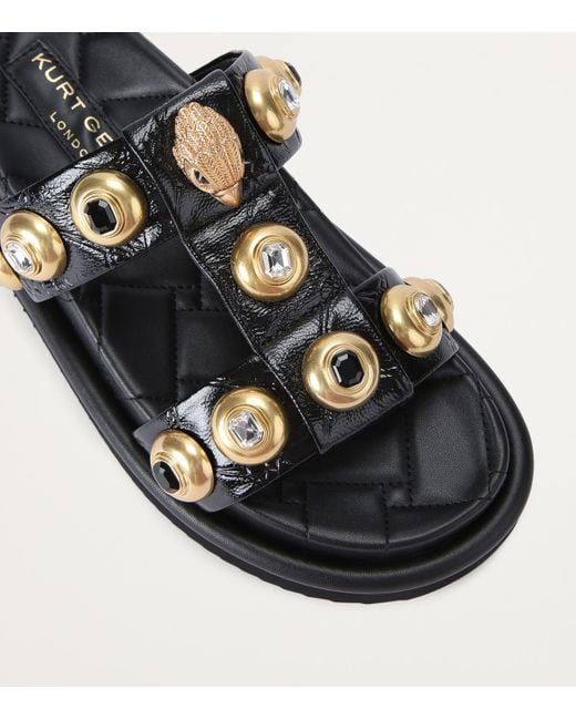 Kurt Geiger Black Leather Slides Orson