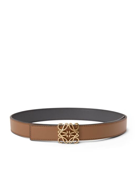 Loewe Brown Leather Reversible Anagram Bombé Belt