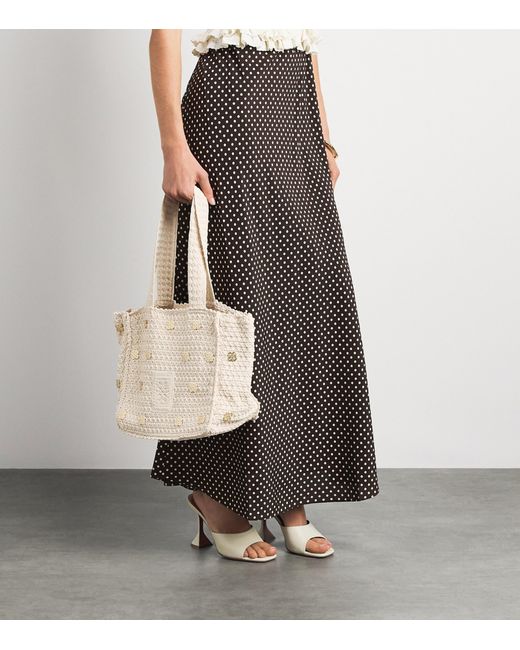 Sandro Natural Crochet Logo Shoulder Bag