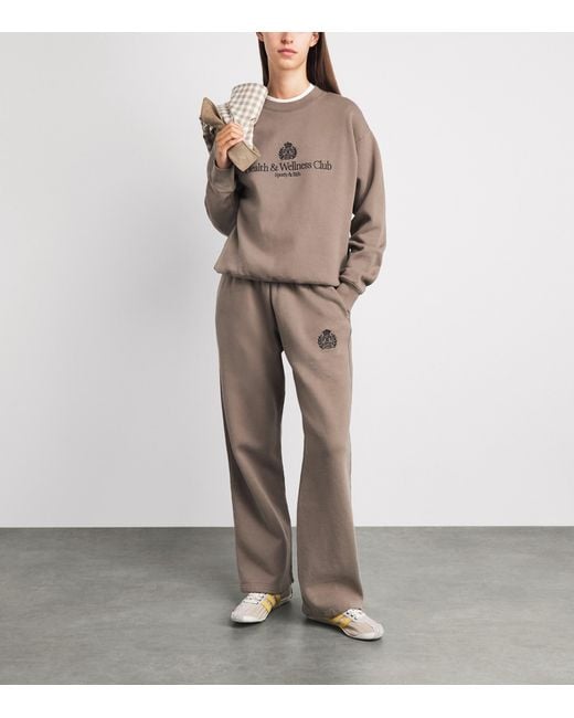Sporty & Rich Brown Embroidered Crest Sweatshirt