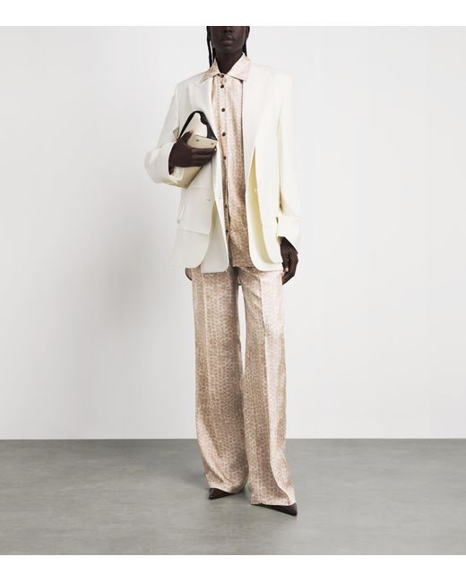 Kiton Natural Silk Printed Pleated Drawstring Trousers