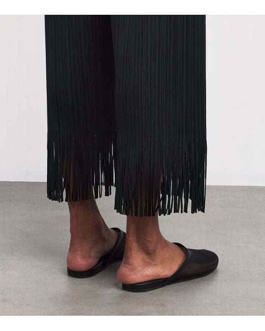 Pleats Please Issey Miyake Black Wave Wide-Leg Trousers